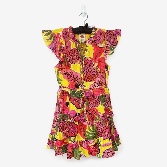 Farm Rio‎ Fruit Dream Ruffle Mini Dress Size M Tropical Vibrant Resort Vacation